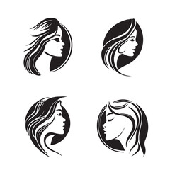 Vector logo design for beauty salon or hair salon or cosmetic design. Face Woman portret minimalistic style