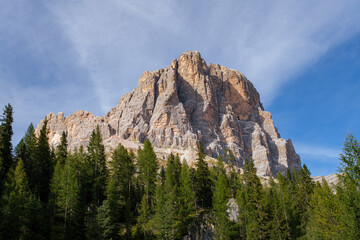 Breathtaking view of the extraordinary stone formations in the Dolomites mountains in South Tyrol, Italy