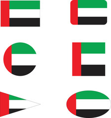 Abstract Flag of United Arab Emirates. Set of icons, square, button. Vector illustration on white background.