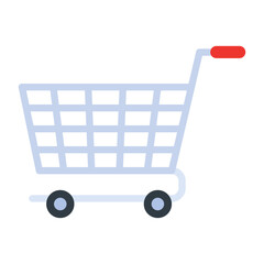 Trendy flat icon of a shopping cart