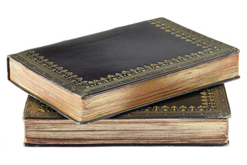 vintage common prayer and hymne books isolated on white background