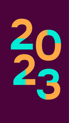 Happy new year 2023. Opening. Greeting card. Template. Geometric style.