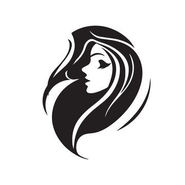 recommend clip art: Vector logo design for beauty salon or hair salon or cosmetic design. Beauty minimal face badge for make up artist vector illustration