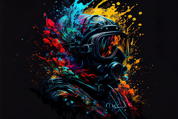 Voka art, Art painting, an astronaut in a spacesuit in the style of pop art. Generative AI	