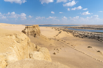 Fototapeta na wymiar Faiyum desert oasis, seen from the top of a rock formation.