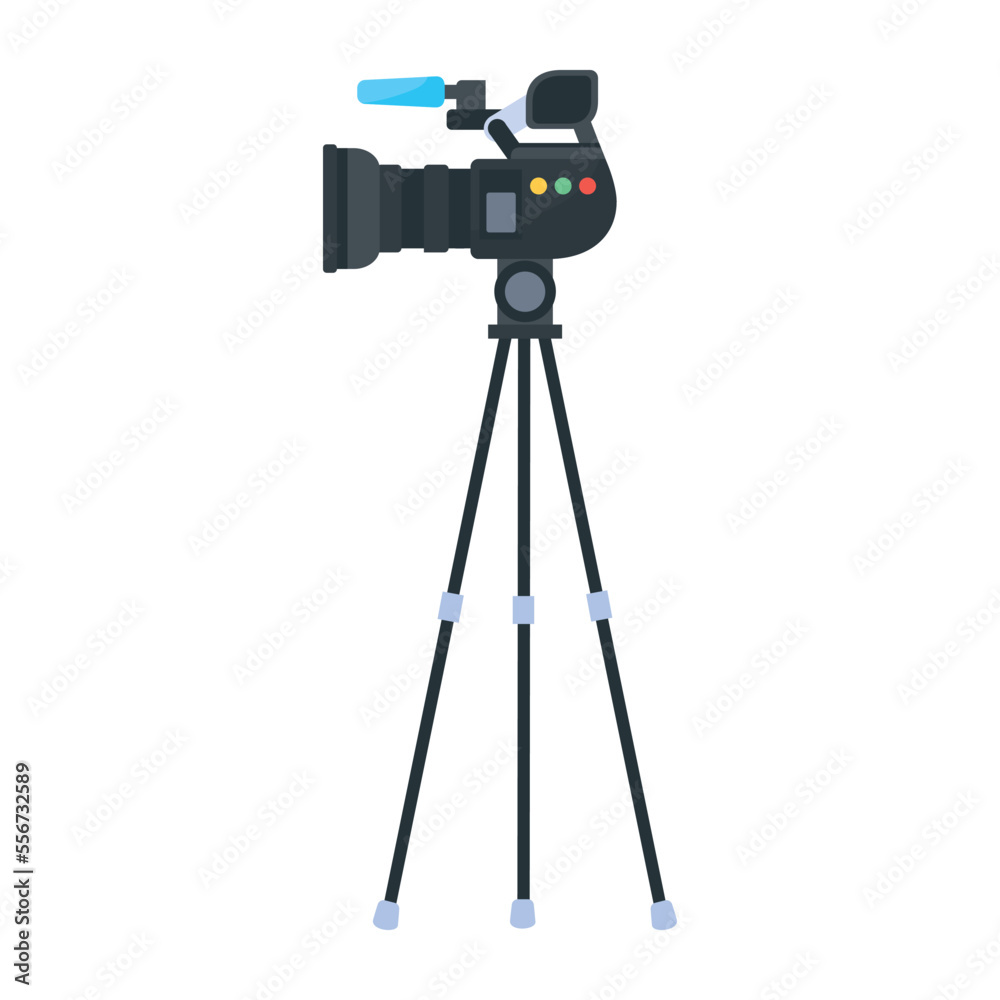 Wall mural trendy flat icon of tripod camera