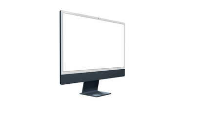 Computer monitor display with empty screen isolated on transparent background.