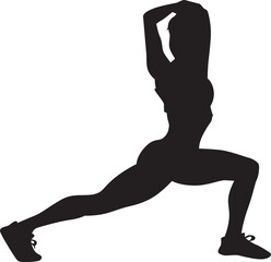 Vector silhouette of a fitness girl stretching her body