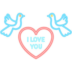 I Love You Heart Neon Label. Illustration of Romance Promotion.