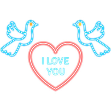 I Love You Heart Neon Label. Illustration of Romance Promotion.