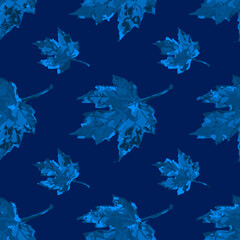 Fototapeta na wymiar Full seamless autumn floral pattern retro illustration. Tree leaf vintage design for fabric print. Suitable for fashion use.