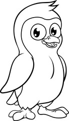 A penguin bird cute happy coloring cartoon wildlife mascot character