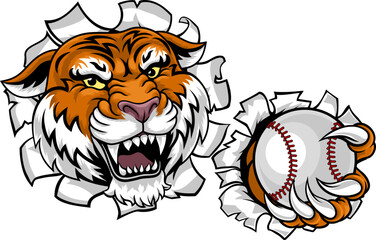 A tiger animal baseball sports team cartoon mascot