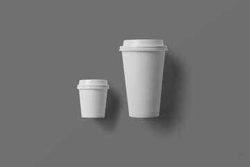 white large and small coffee cups without text on a gray background