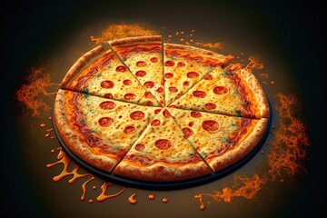 Obraz na płótnie Canvas Pizza with melted cheese. Generative AI