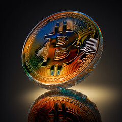 Fototapeta na wymiar 3d of Bitcoin currency with blockchain concept
