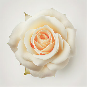Top view of Rose flower on a white background, perfect for representing the theme of Valentine's Day.