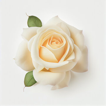 Top view of Rose flower on a white background, perfect for representing the theme of Valentine's Day.
