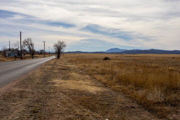 rural road in Paulden, Arizona at sunset