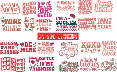 Fototapeta na wymiar Valentine's Day SVG Bundle Cut Files -valentine's day SVG, Vector Design, valentine's day SVG File, valentine's day Shirt SVG, valentine's day mug SVG, Retro valentine's day SVG