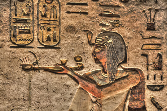 Relief Of The Pharaoh, Tomb Of Ramses III, KV #11, Valley Of The Kings, UNESCO World Heritage Site; Luxor, Egypt