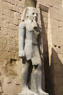 Colossus of Ramses II in front of Pylon, Luxor Temple, UNESCO World Heritage Site; Luxor, Egypt