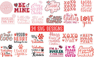 Valentine's Day SVG Bundle Cut Files -valentine's day SVG, Vector Design, valentine's day SVG File, valentine's day Shirt SVG, valentine's day mug SVG, Retro valentine's day SVG