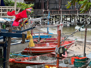 boats at the beach in Hua Hin, Thailand