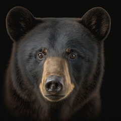 a close up portrait of a black bear