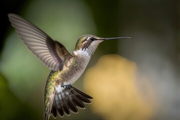 Fototapeta na wymiar a hummingbird in flight captured in sharp focus Generative AI