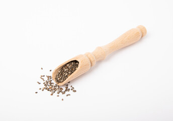 Chia seeds isolated on white background. Superfood. Healthy food.