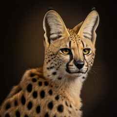 close up portrait of a serval