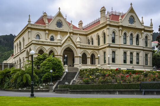 Exterior of the Parliamentary Library of New Zealand's Parliament Buildings, Wellington, New Zealand