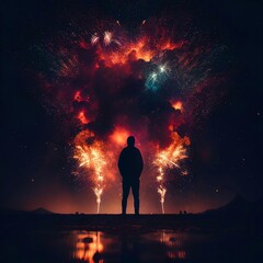 Obraz premium a person standing in front of a firework