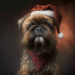 Belgian Griffon in Christmas Outfit