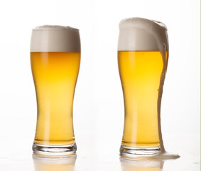 Glass of light beer isolated
