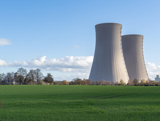 Fototapeta premium nuclear power plant in the field