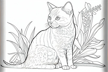 Coloring book page, line art for sketching, drawing