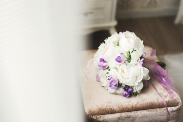 Wonderful luxury wedding bouquet of different flowers