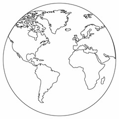 
Map of the continents on the globe.