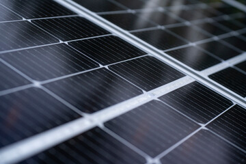 Closeup of solar panels with some reflections