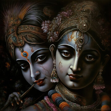 Beautiful Radha and Krishna, AI