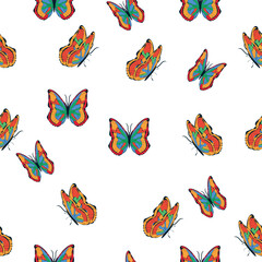 Bright multicolored butterflies seamless pattern. Wallpaper, background, children party, craft paper