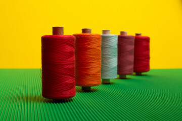 Coils with colored threads on a colored background