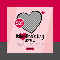 happy valentines day card and square sale social media template
