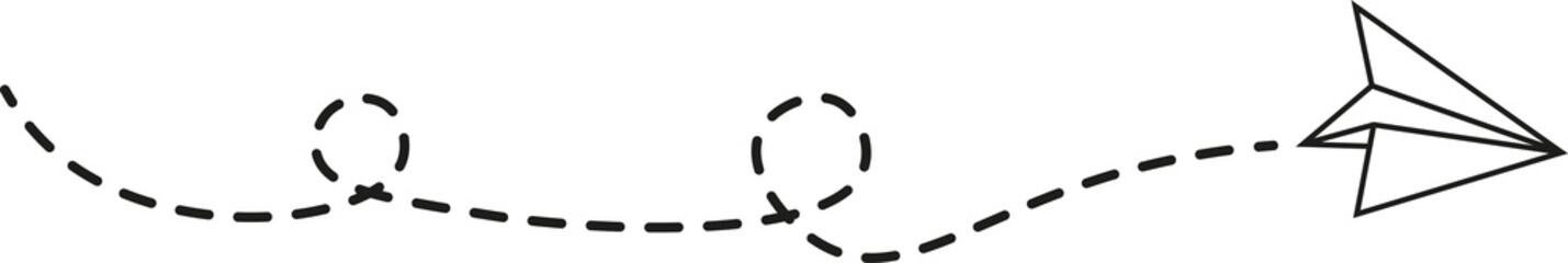 Dashed Line Paper Airplane Route