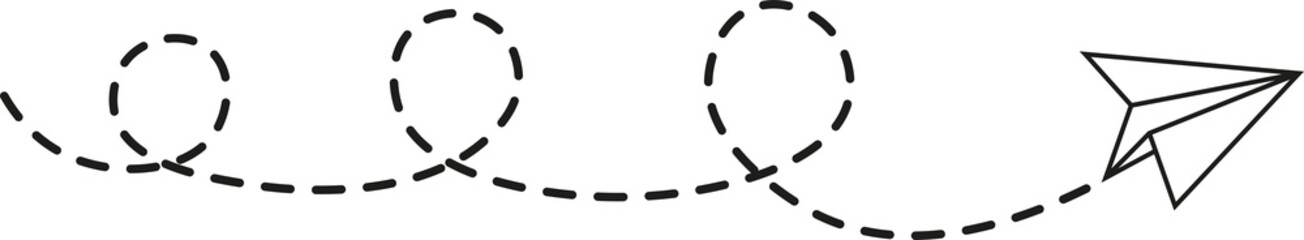 Dashed Line Paper Airplane Route