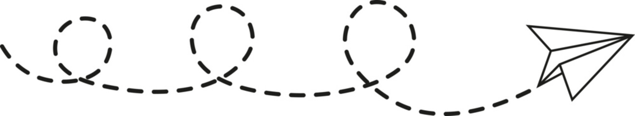 Dashed Line Paper Airplane Route