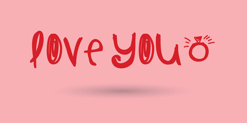 I Love You word doodle typography lettering vector illustration