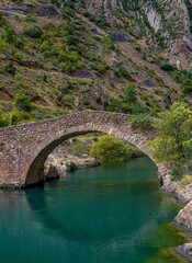 Fototapeta na wymiar Pont médiéval sur la Noguera Ribagorçana à Sopeira, Aragon, Espagne